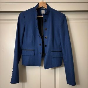 Tristan Blue Military Style Punk Fitted Wool Jacket Button Detail Small